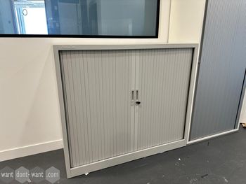Used Manutan grey tambour cupboard