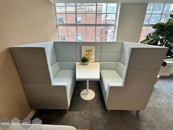 Used Sixteen3 meeting booth in duck egg blue and grey