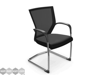 New black mesh back meeting chair with chrome base