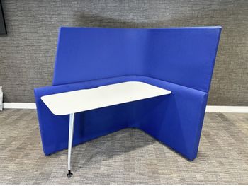 Used Orangebox corner desk units in blue
