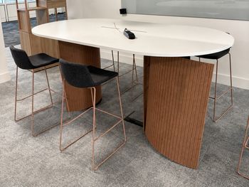 Used 2400mm oval high table with acoustic base and power