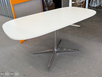 Refurbished Bene white meeting table on chrome base