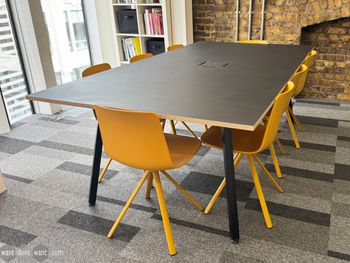 Used 2200mm Rawside black top meeting room table 