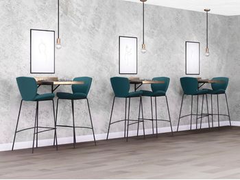 New upholstered stools with chrome or black metal frame