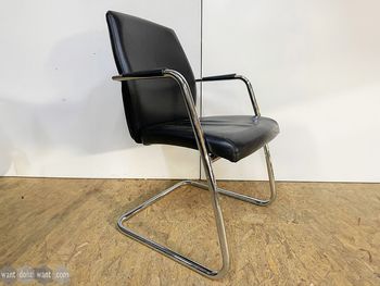 Used black leather meeting chair 