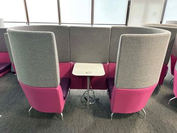 Used Orangebox Cwtch 2-seater acoustic sofa booth in pink/grey