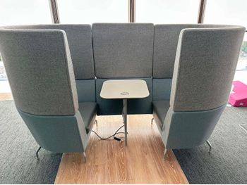 Used Orangebox Cwtch 2-seater acoustic sofa booth in blue/grey