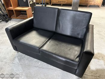 Used 1600mm black leather 2-seater sofa 