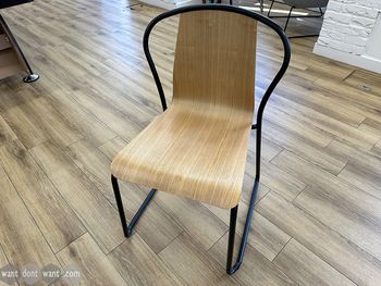 Used Oak stacking canteen chair