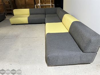 Used 3700mm Hitch Mylius corner sofa in yellow and grey