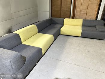 Used 3700mm Hitch Mylius corner sofa in grey and yellow