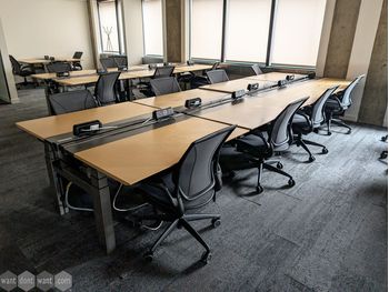 Used 1200mm electric sit-stand back-to-back desks 