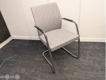 Used Ocee Design cantilever chair with grey and blue upholstery
