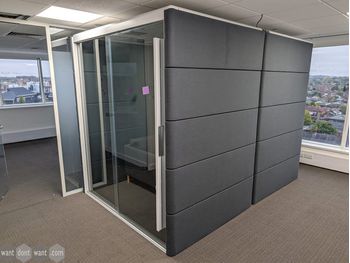 Used Orangebox Air3 20 acoustic pod in grey upholstery 