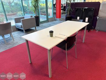 Used 2000mm white table with grey pole legs