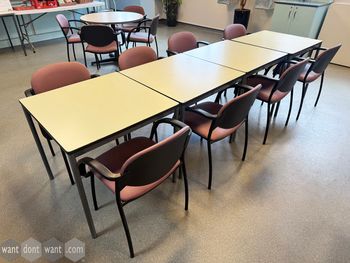 Used 750mm canteen tables with cream tops and black edges