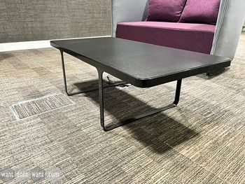 Used Naughtone 'Trace' rectangular black coffee tables.