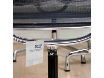 Further view of the ICF/Eames EA112 Aluminium Group mesh chairs showing the label still attached!