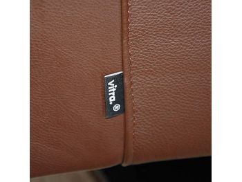 Close view shows the high quality brown hide and the 'Vitra' label of authenticity