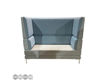 Used Ocee & Four 'Henray' sofa with blue upholstered front and grey back.