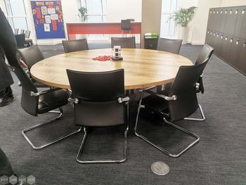 Used 2120mm Circular Table with Wooden Top and Steel Legs