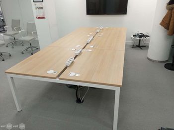 Used 1600mm bench desks with cable trays