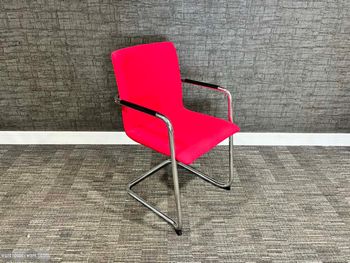 Used Stackable Wiesner Hager Meeting Chairs in Pink Fabric