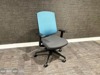 Used MDD operator chairs with grey seat and blue mesh back