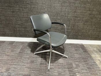 Used Boss Meeting Chairs Upholstered In Grey Leather