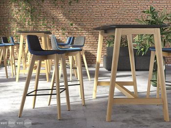 New Upholstered Stools with Wooden Legs