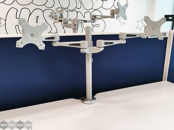 Used Grey/Silver Twin Monitor Arm with Desk Clamp