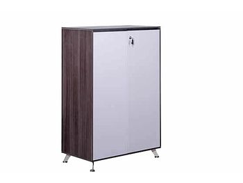 Brand New Executive Double Door Storage Cupboard with Shelves, Anthracite Top, Stylish Silver Legs and White Cupboard Fronts