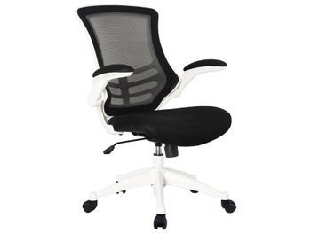 High Back Mesh Operator Chairs with Black Fabric Seat and White Frame