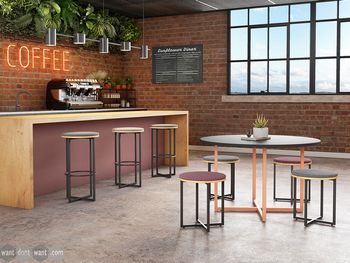 Brand new circular meeting tables with cross base - choice of 10 frame colours
