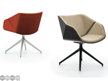 Brand new lounge chairs with aluminium base, choice of fabric and optional veneered shell