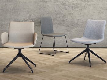 Brand New Upholstered Boardroom Meeting Chair with Choice of Base (skid base in centre priced)