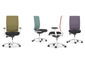 High-back task chairs with white frame