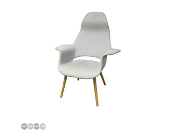 Used Organic high-back armchair in pale blue finish.