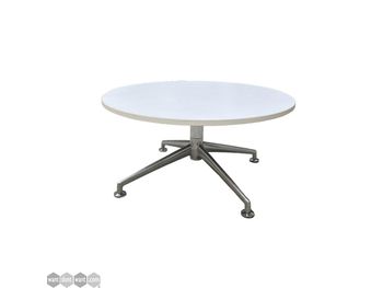 Used Brunner circular coffee table with white top and chrome base.