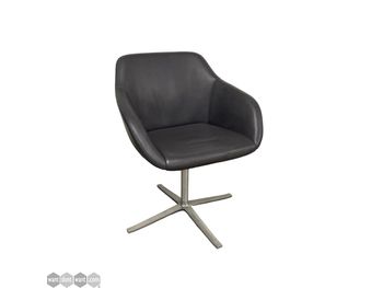 Used Walter Knoll 'Turtle' lounge chair upholstered in black hide.