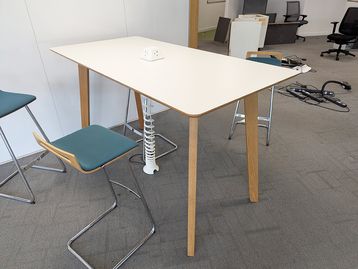 Used 1800mm White High Table with Wooden Legs
