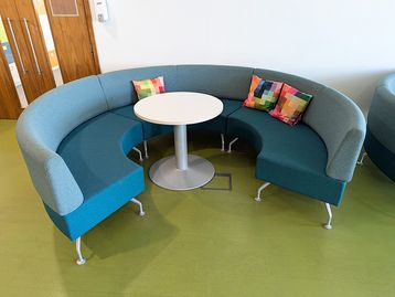 Used Orangebox Perimeter Circular Seating with Table & Cushions 