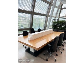 Used 4-person bench desk/collaboration table with marble divider by Erik Rueda Design Lab