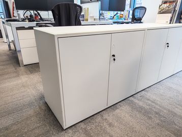 <b>*REDUCED* </b>Used white storage cupboards with shelf