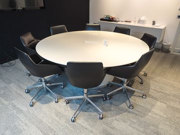 <b>*REDUCED* </b>Used 2000mm round white meeting table with cable port