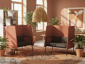 New seating booths with acoustic panels in choice of colour 
