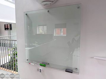 Used glass translucent whiteboard
