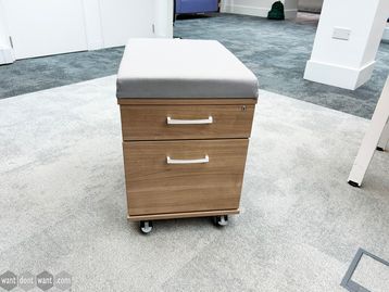 Used 2-Drawer pedestals with cushion tops in grey fabric