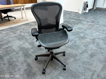 Used Herman Miller Aeron chair in graphite size B, mark 1, including lumbar support