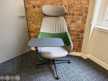 Used Senator Tablet chair in light grey and green